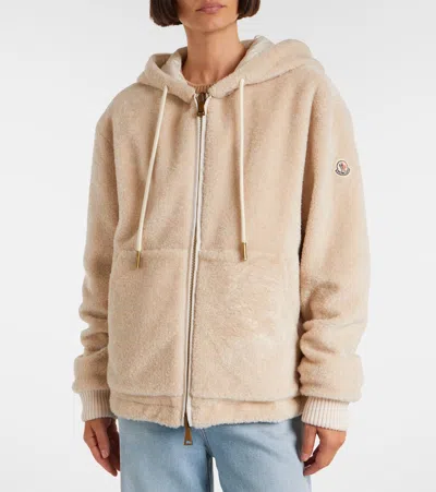Moncler Teddy And Nylon Reversible Padded Hoodie Clothing In Neutral