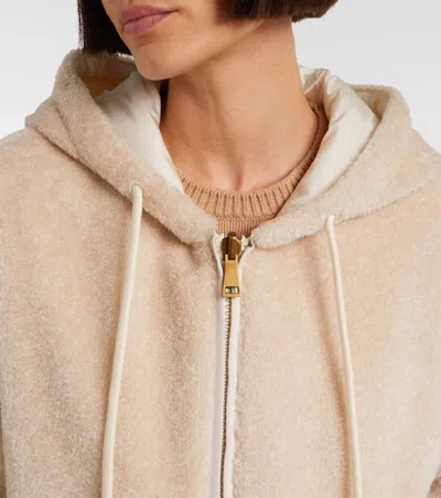 Moncler Teddy And Nylon Reversible Padded Hoodie Clothing In Neutral