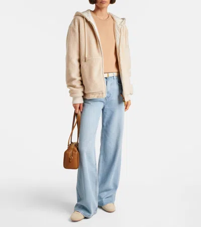 Moncler Teddy And Nylon Reversible Padded Hoodie Clothing In Neutral