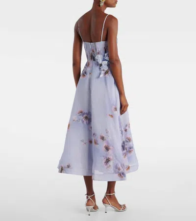 Zimmermann Womens Lilac Poppy Hypnotic Bodice Linen And Silk Midi Dress In Purple