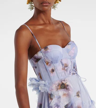 Zimmermann Womens Lilac Poppy Hypnotic Bodice Linen And Silk Midi Dress In Purple