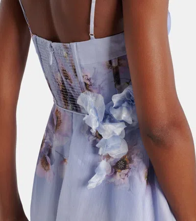 Zimmermann Womens Lilac Poppy Hypnotic Bodice Linen And Silk Midi Dress In Purple