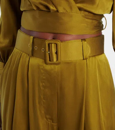Zimmermann Silk Satin Wide-leg Pants In Brown