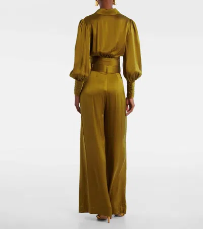 Zimmermann Silk Satin Wide-leg Pants In Brown