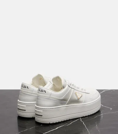 Prada Downtown Bold Leather Sneakers In White