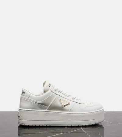 Prada Downtown Bold Leather Sneakers In White