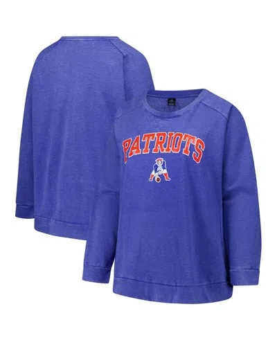 Profile Fanatics  Royal New England Patriots Acid Wash Raglan Pullover Sweatshirt In Blue
