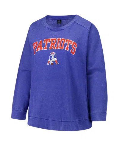 Profile Fanatics  Royal New England Patriots Acid Wash Raglan Pullover Sweatshirt In Blue