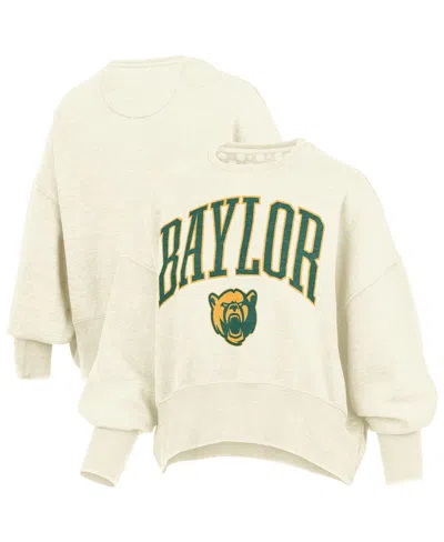 Pressbox Women's Natural Baylor Bears Oversized Waist-length Crewneck Sweatshirt In Neutral