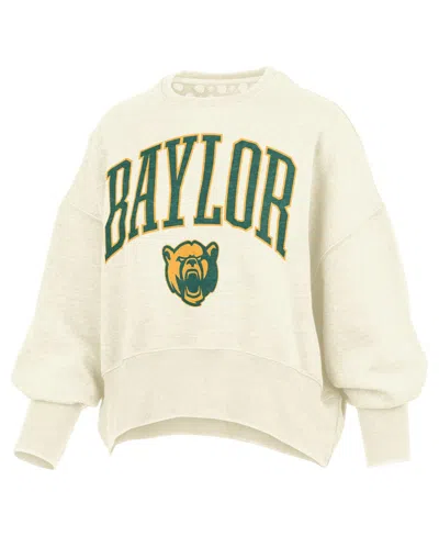 Pressbox Women's Natural Baylor Bears Oversized Waist-length Crewneck Sweatshirt In Neutral