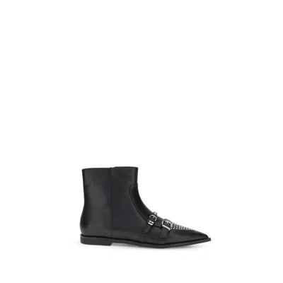Pinko Leather Boots With Studs And Straps