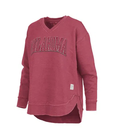 Pressbox Women's Crimson Oklahoma Sooners Westin Poncho V-neck Pullover Sweatshirt In Red