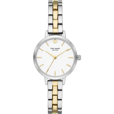 Kate Spade 3-hand Two-tone Bracelet Watch, 30mm In Silver