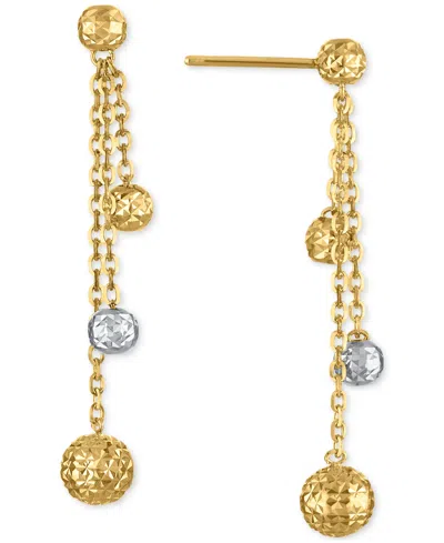 Macy's Diamond-cut Bead Drop Earrings In 10k Two-tone Gold In Gold