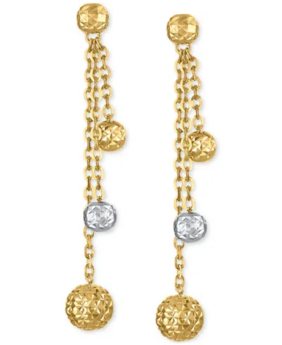 Macy's Diamond-cut Bead Drop Earrings In 10k Two-tone Gold In Gold