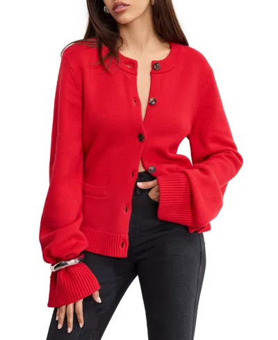 Good American Button Front Knit Cardigan Chili001 In Red