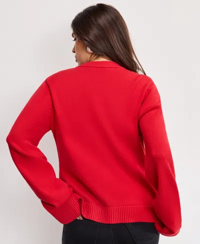 Good American Button Front Knit Cardigan Chili001 In Red