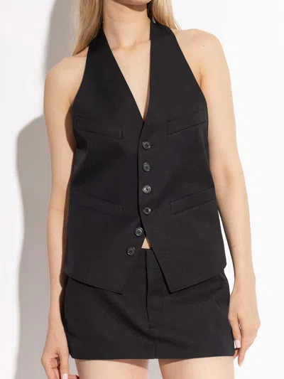 Dsquared2 Buttoned V-neckline Waistcoats Front Pockets In Black