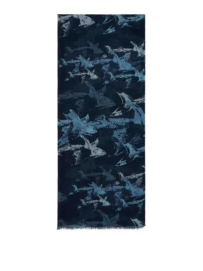 Paul & Shark Sciarpa Shark All Over In Blue