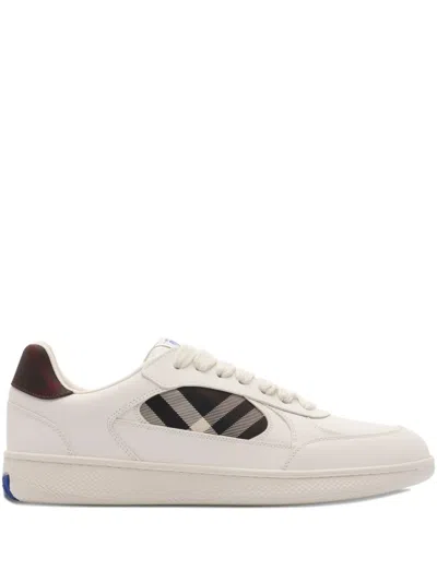 Burberry Leather And Check Sneaker Terrace In White