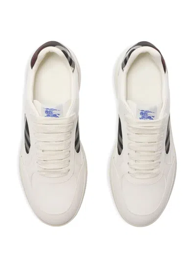 Burberry Leather And Check Sneaker Terrace In White