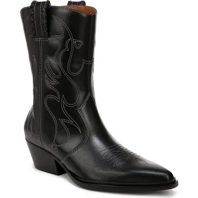 Franco Sarto L-bianca Leather Western Boot In Black