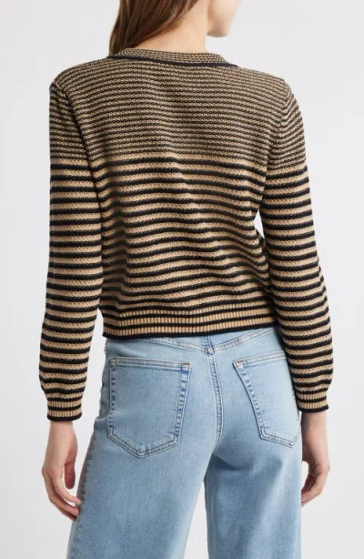 Frame Compact Stripe Cotton Cardigan In Multi