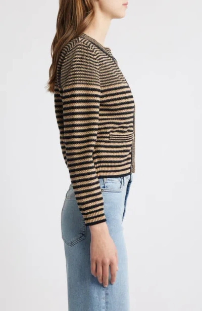 Frame Compact Stripe Cotton Cardigan In Multi