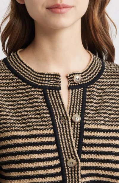 Frame Compact Stripe Cotton Cardigan In Multi