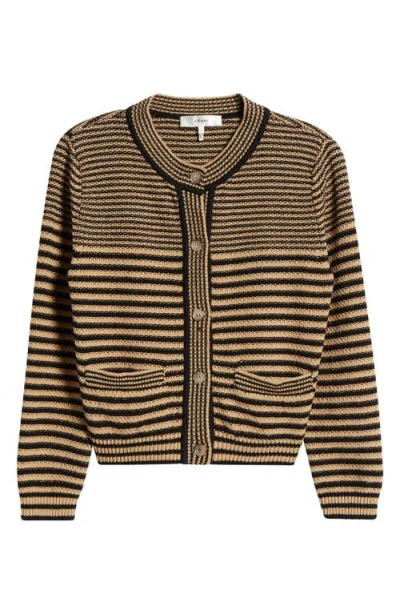 Frame Compact Stripe Cotton Cardigan In Multi