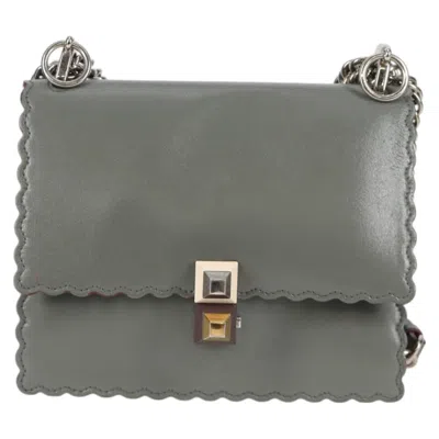 Pre-owned Fendi Kan I Grey Leather Shoulder Bag ()