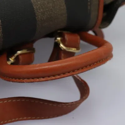 Pre-owned Fendi Pequin Brown Canvas Backpack Bag ()