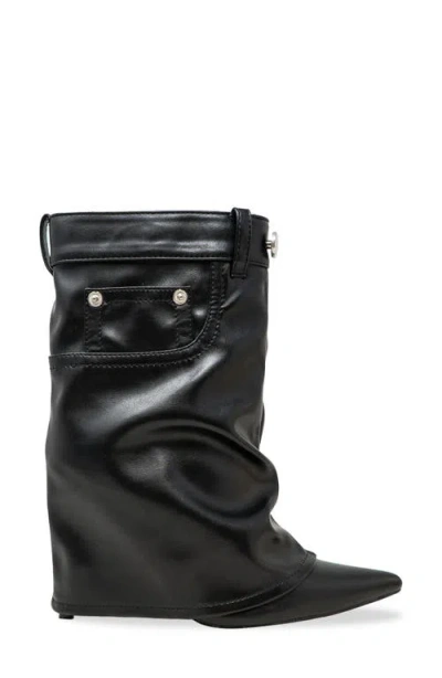 Chase & Chloe Chase And Chloe Adonis Foldover Ankle Bootie In Black