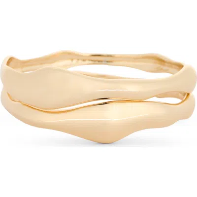 Nordstrom Rack Set Of 2 Organic Wavy Bangle Bracelets In Gold