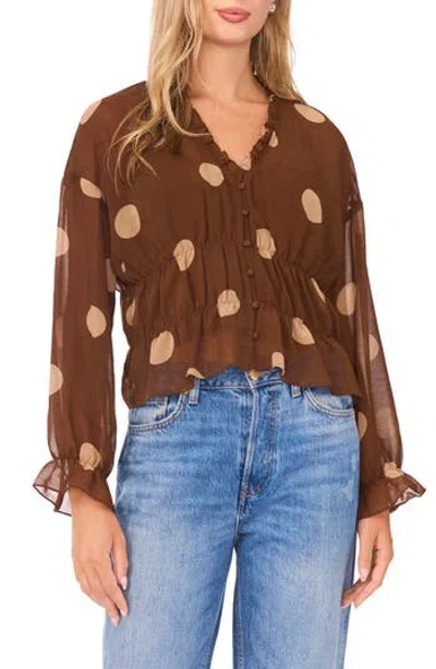 Parker Shirred Waist Button-up Top In Brown