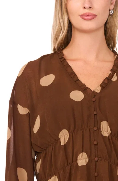 Parker Shirred Waist Button-up Top In Brown