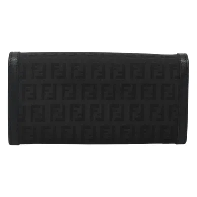 Pre-owned Fendi Zucchino Black Canvas Wallet  ()
