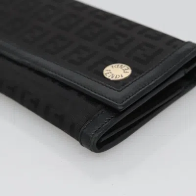 Pre-owned Fendi Zucchino Black Canvas Wallet  ()