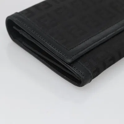 Pre-owned Fendi Zucchino Black Canvas Wallet  ()