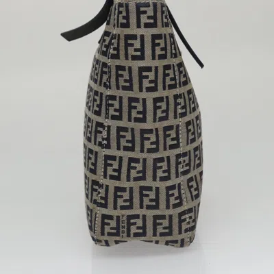 Pre-owned Fendi Zucchino Navy Canvas Shoulder Bag ()
