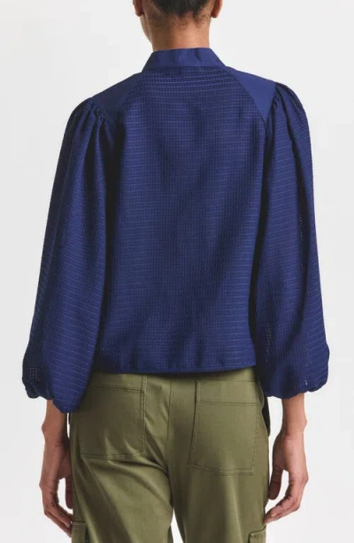 Derek Lam 10 Crosby Dianna Mini Grid Georgette Button-up Top In Blue