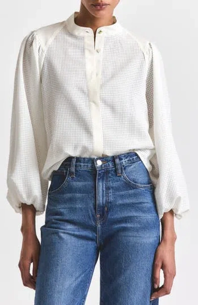 Derek Lam 10 Crosby Dianna Mini Grid Georgette Button-up Top In White
