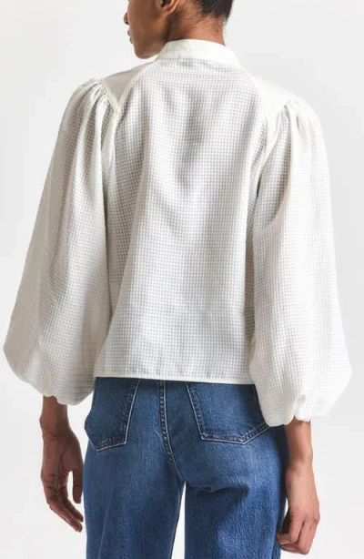 Derek Lam 10 Crosby Dianna Mini Grid Georgette Button-up Top In White