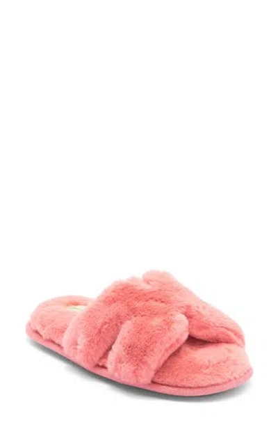 Honeydew H Band Plush Faux Fur Slipper In Pink