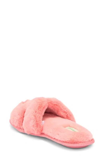 Honeydew H Band Plush Faux Fur Slipper In Pink