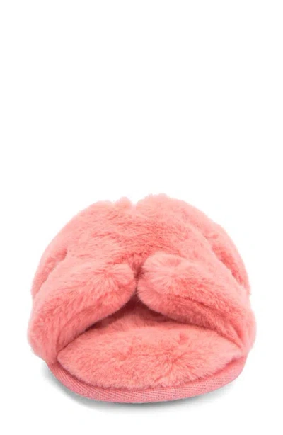 Honeydew H Band Plush Faux Fur Slipper In Pink