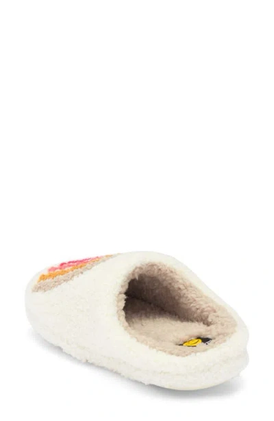 Joe Boxer Faux Shearling Rainbow Clog Slipper In White