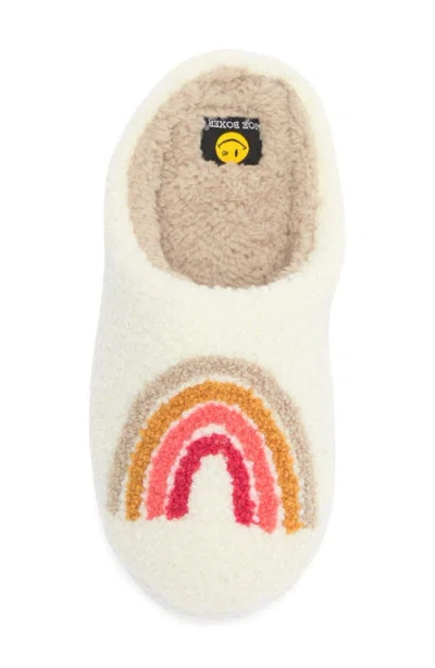 Joe Boxer Faux Shearling Rainbow Clog Slipper In White