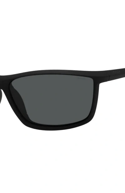 Fossil 63mm Polarized Rectangular Sunglasses In Black