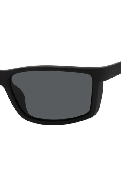 Fossil 63mm Polarized Rectangular Sunglasses In Black